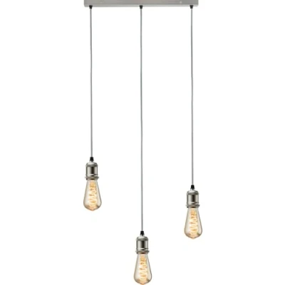 Image of KnightsBridge CALLA 230V E27 Vintage 3 Light Bar Pendant Brushed Chrome