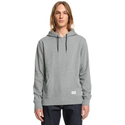 Image of Quiksilver Young Mens Essentials Hood Terry Sweatshirt, Light Grey Heather, M UK