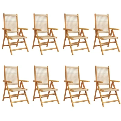 Image of vidaXL Reclining Garden Chairs 8 pcs Beige Solid Wood Acacia