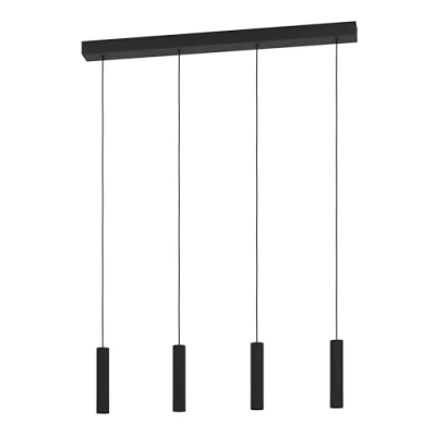 Image of Eglo LED Pendant Lighting Almudaina, 4 lamp Ceiling Light Fitting for Dining Room, Hanging Made of Black Metal, Warm White, 84 cm