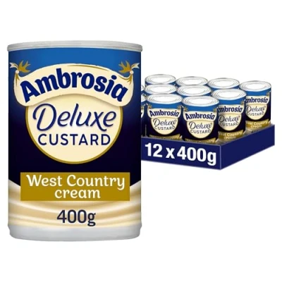 Image of Ambrosia Ready to Eat Deluxe Custard, West Country Cream, 400 g Can (Pack of 12)