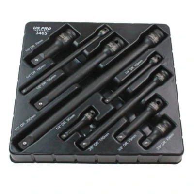 Image of US PRO INDUSTRIAL 9pc Impact Extension Bar Set 1/4&quot;, 3/8&quot;, 1/2&quot; Drive 3465