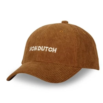 Image of Men&#039;s &amp; Women&#039;s 100% Cotton Velvet Baseball Cap, Ribbed Effect, Adjustable, Beige/White, One Size