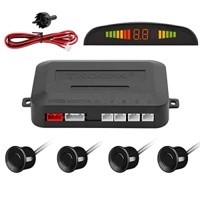Image of TKOOFN Car Parking Reverse Reversing Backup Radar System with 4 Sensor Kit LED Display Black M04003 00