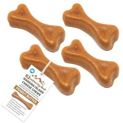 Image of K2 Natural Dog Treats Madeira Island Cheese Chews Peanut Butter Flavour Highly Digestible (M (Pack of 4))