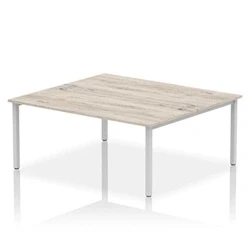 Image of Impulse Bench B2B 2 Person 1800 Silver Frame Desk Grey Oak