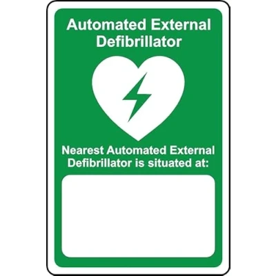Image of Automated External defibrillator Nearest AED is situated at Blank Safety Sign 1mm Plastic (200mm x 150mm)