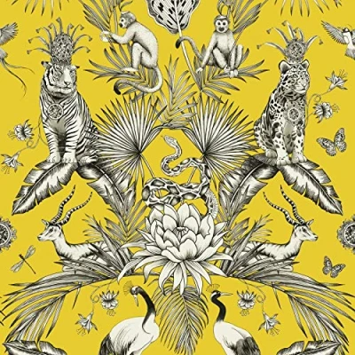 Image of Belgravia Decor 2001 Menagerie Animal Luxe Wallpaper Yellow