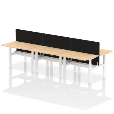 Image of Air B2B 1200x800mm Adjustable 6P Bench Desk CP Maple/White + Screen