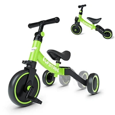 Image of besrey 5 in 1 Toddler Bike for 10 Month to 4 Years Old Kids, Tricycle Kids Trikes Tricycle, Gift &amp; Toys Boy Girl, Balance Training, Removable Pedals Green
