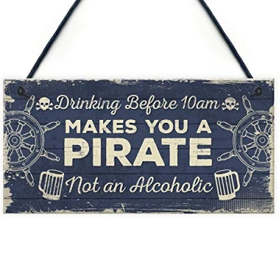 Image of RED OCEAN Funny Nautical Home Bar Pub Man Cave Shabby Chic Plaque Beer Vodka Gin Gifts For Men