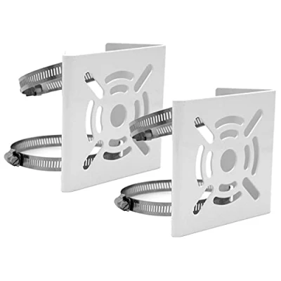 Image of WiTi Universal Vertical Pole Mount for Security Camera, Solid Metal Mounting Corner Bracket with 2 Loop Pipe Clamps, Suitable CCTV Cameras(2pack small size)