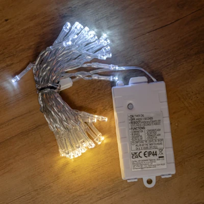 Image of 5m 50 LED Battery Operated Christmas String Lights with Timer in Cool &amp; Warm White