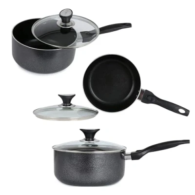 Image of Induction Non Stick Milk Pan with Glass Lid: Perfect Small Saucepan for Cooking, Sauces, and Hob Kitchens Versatile in Premium Pots Pans Collection (22cm)