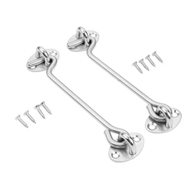 Image of 12 Inch 300mm Cabin Door Hook Bolts and Eye Latch Lock Shed Gate Catch Silent Holder Stainless Steel 2Pcs