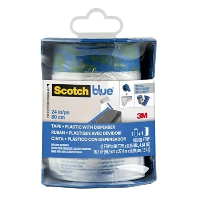 Image of ScotchBlue Pre taped Painter&#039;s Plastic, Unfolds to 24 inches x 30 yards, PTD2093El S