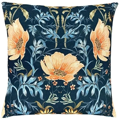 Image of Evans Lichfield Heritage Peony Polyester Filled Cushion, Polyester, Midnight