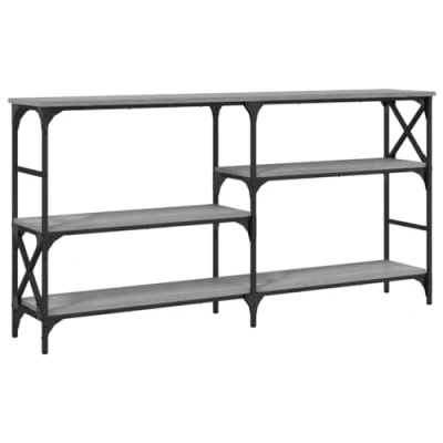 Image of vidaXL Grey Sonoma Console/Sofa/Hall Table in Engineered Wood with Adjustable Feet for Stability and Ample Storage Space