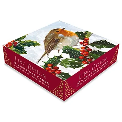 Image of Box of 12 Assorted Festive Xmas Wildlife Square Christmas Cards Card Boxes
