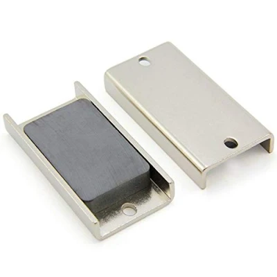 Image of Ferrite Channel Magnet for DIY, Craft, and Hobbies 76 x 38 11.6mm thick 4mm hole 25kg Pull