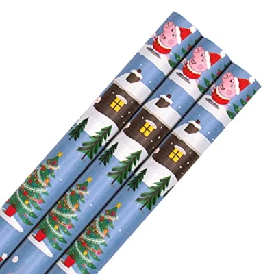 Image of Hallmark Peppa Pig Christmas Wrapping Paper 3 Rolls of Gift Wrap in 1 Design