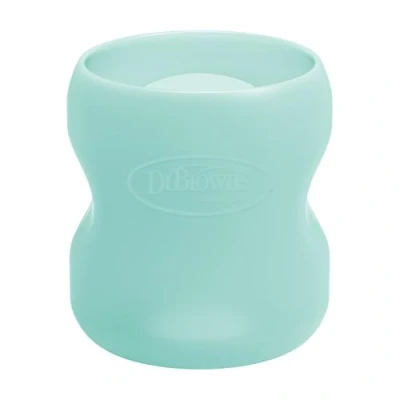 Image of Dr. Brown&#039;s Flow Options+ Glass Baby Bottle Sleeves, 100 Percent Silicone, Wide Neck, 150 ml/5oz, Mint