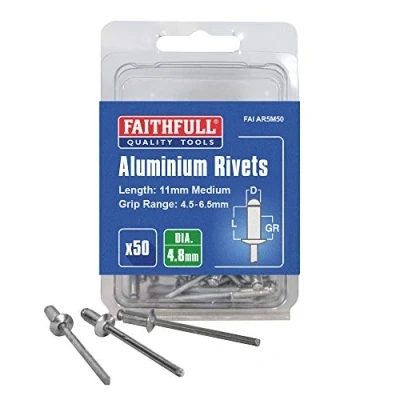 Image of Faithfull AR5M50 5mm Aluminium Medium Rivets (Pack of 50)