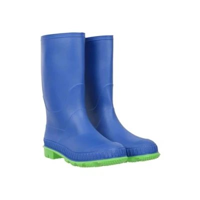 Image of Mountain Warehouse Plain Kids Wellies Waterproof, Soft Jersey Lined Wellington Boots with Gripped Sole for Boys &amp; Girls Spring Summer, Rain, School, Outdoors Cobalt Shoe Size 12 UK
