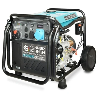 Image of KS 8100iE ATSR petrol inverter generator. Max. power 8.0kW,1x16A (230V), 1x32A 2 USB ports, LED display, Economy mode, ATSinput, copper winding, overload and short circuit protection, EUROV
