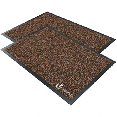 Image of VOUNOT 2pcs Door Mats for Outdoor or Indoor, Dirt trapper, Non Slip Barrier Mat Washable Welcome Doormat Entrance Rug, Brown Black, 40x60cm,4816193257495