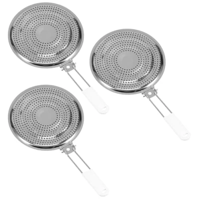 Image of Induction Hob Converter Plate Stainless Steel Adapter Double Thickening Heat Diffuser Gas Reducer Flame Guard Simmer with Separable Handle for Top and Electric Stove 20cm