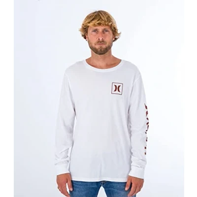 Image of Hurley Men&#039;s Evd OAO Icon Ls T Shirt, White, L