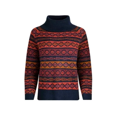 Image of Weird Fish Annecy ECO FAIR ISLE ROLL NECK Jumper, Women&#039;s, Size: 12, Navy