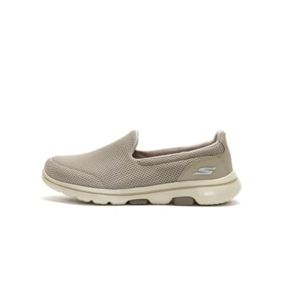 Image of Skechers Women&#039;s GO Walk 5 Slip On Trainers, Taupe Textile Trim, 4 UK Wide