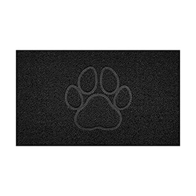 Image of Nicoman Embossed Spaghetti Door Mat Dirt Trapper Jet Washable Doormat 70x43cm (Black, PAW Shape) Use Indoor or Sheltered Outdoor