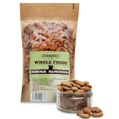 Image of Chandra Whole Foods Almonds 1KG Low GI for Snacking, Smoothies, Baking &amp; Cooking Gluten Free, Keto Vegan Friendly, Rich in Protein Vitamins Fibre