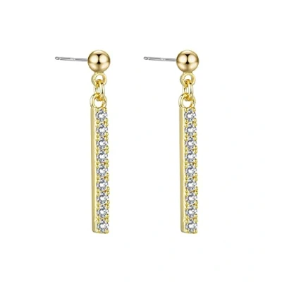 Image of KristLand 925 Sterling Silver Ear Pin White Gold Plated Dangle Drop Earrings Bar with Zirconia Stone Jewelry Gifts for Women Ladies Girl
