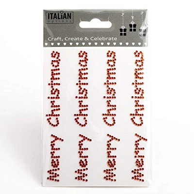 Image of 11cm Red Merry Christmas Self Adhesive Diamante Rhinestone Gem Craft Sticker (4 Pieces)