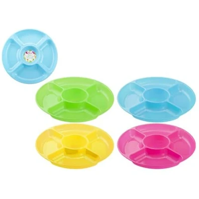 Image of PMS 834051 Assorted Round Party Chip N Dip Platter 1 Pack, Plastic