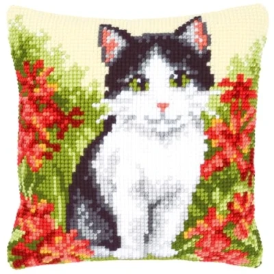 Image of Vervaco Cat Cross Stitch Cushion, Multi Colour