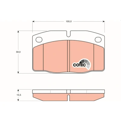 Image of 90010584 Brake pad set TRW COTEC GDB199 prepared for wear indicator VAUXHALL: Astra Mk2 CC, Carlton Mk3 Limousine, Cavalier OPEL: Kadett E CC