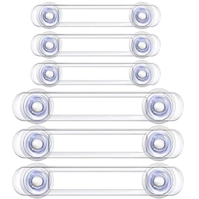 Image of LHQYKHOZ 6 Pcs Baby Child Safety Locks Transparent Cupboard Door Lock Multi Purpose Latches Mini Multifunction Latch for Kitchen Cabinets Drawers Ovens Refrigerators