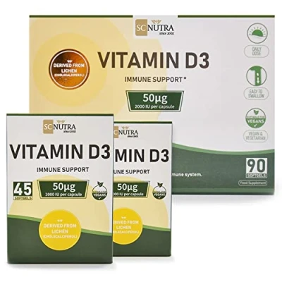Image of Vegan Vitamin D3, 2000 IU 3 Month Supply Softgel with only Lichen D3 &amp; Extra Virgin Olive Oil Free from Palm 90 Softgels