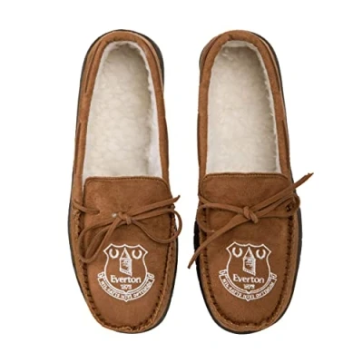 Image of FOCO Premier League Football Everton Fan House Shoes Moccasin Slippers Mens Size 12 13