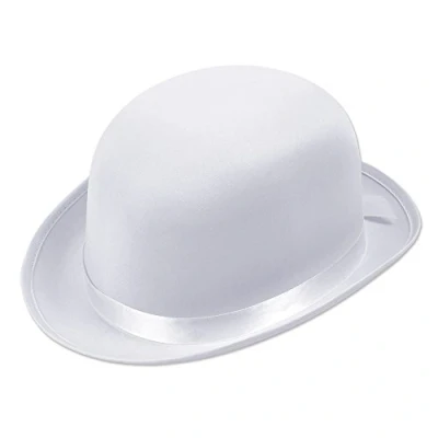 Image of Bristol Novelty BH478 Bowler Hat White Satin Look, Unisex Adult, One Size