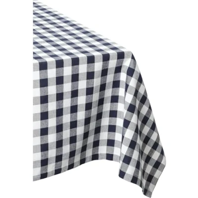 Image of DII Buffalo Check Collection, Classic Farmhouse Tablecloth, 60x84, Navy &amp; White