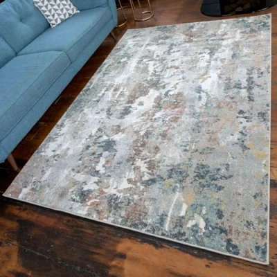 Image of Modern Grey Stone Abstract Large Living Room Area Rug Durable Super Soft Plush Lounge Hall Bedroom Carpet Rugs 240cm x 330cm