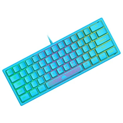 Image of ZIYOU LANG K61 60% Percent Gaming Keyboard, Compact RGB Chroma Backlit STK61 Wired Mechanical Feel Membrane UK Layout Pro Mini 62 Keys, Waterproof, for PS4 XBOX PC Laptop Mac/Blue