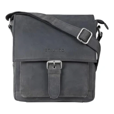 Image of STILORD &#039;Nevio&#039; Men&#039;s Leather Shoulder Bag Small Messenger Elegant Vintage Design Crossbody for 10.1 Inch Tablet iPad Genuine Leather, Colour:Carbon Grey