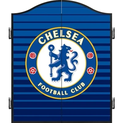Image of FOCO Officially Licensed Chelsea Football Club The Blues Darts and Dartboard Cabinet, Stripe Blue (CAB067)